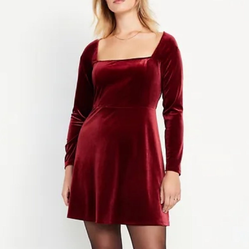 Old Navy Velvet Mini Dress size L Burgundy